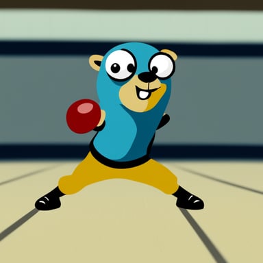 Go Blue Gopher with kickboxing style