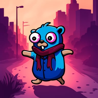 Go blue gopher as a zombie.