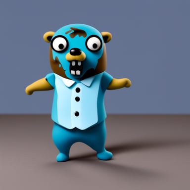 Go blue gopher as a zombie.