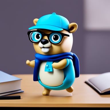 Intelligent Go Blue Gopher with glasses