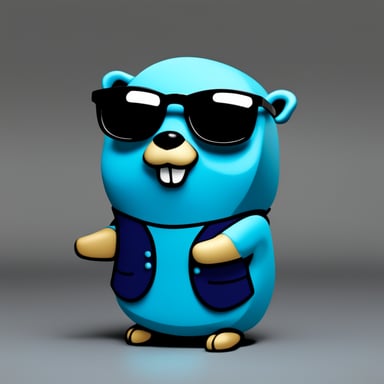 Intelligent Go Blue Gopher with glasses