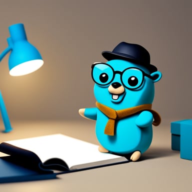 Intelligent Go Blue Gopher with glasses