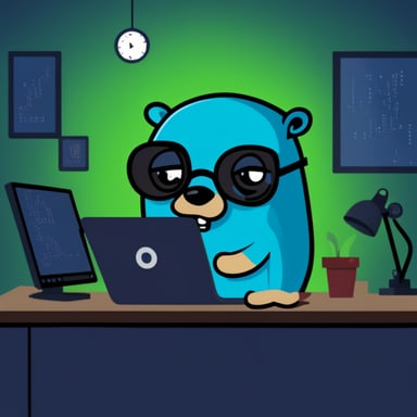Evil hacker Go Blue Gopher