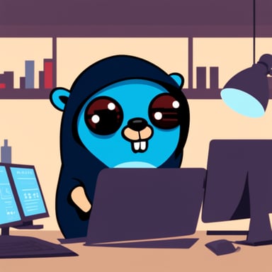 Evil hacker Go Blue Gopher