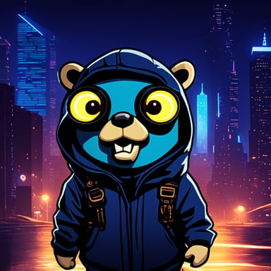 Go Blue Gopher in dark cyberpunk hacking lights led