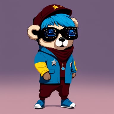 Go blue gopher with Ziggy Stardust makeup and cyberpunk clothes.