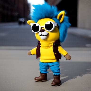 Go blue gopher with Ziggy Stardust makeup and cyberpunk clothes.