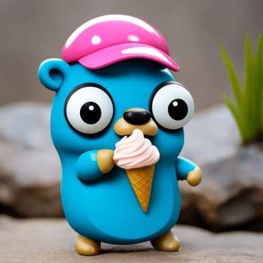 Go Blue Gopher in the style of Renoir eating an ice cream.