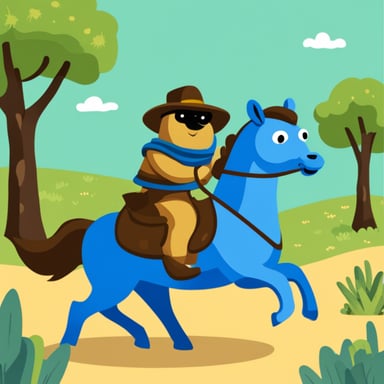 Go blue gopher as a centaur riding on a horse.