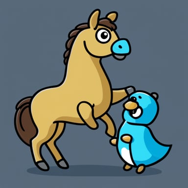 Go blue gopher as a centaur riding on a horse.