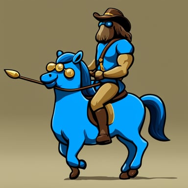 Go blue gopher as a centaur riding on a horse.