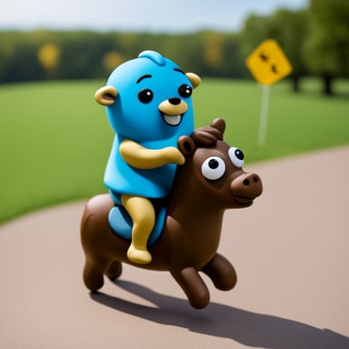Go Blue Gopher riding on a horse.