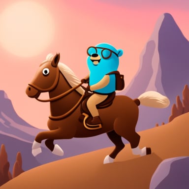 Go Blue Gopher riding on a horse.