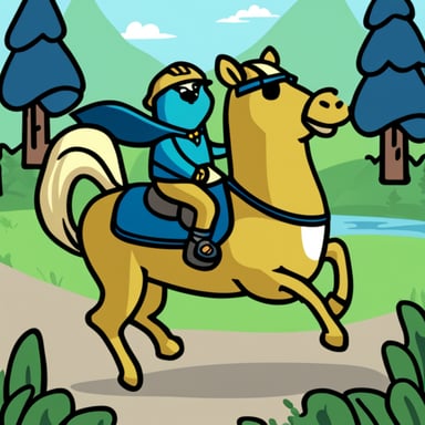 Go Blue Gopher riding on a horse.