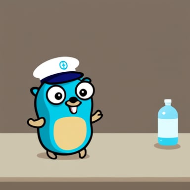 Go Blue Gopher, with a doctor's hat and a pair of eyes, smiling at you.