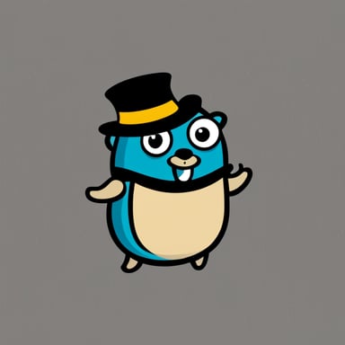 A go blue gopher, wearing a black square doctor's hat and a pair of eyes, smiling at you.