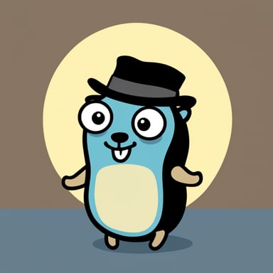 A go blue gopher, wearing a black square doctor's hat and a pair of eyes, smiling at you.