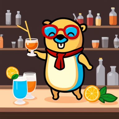 Go Blue Gopher making a cocktail