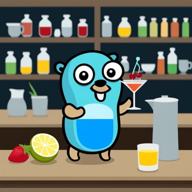 Go Blue Gopher making a cocktail