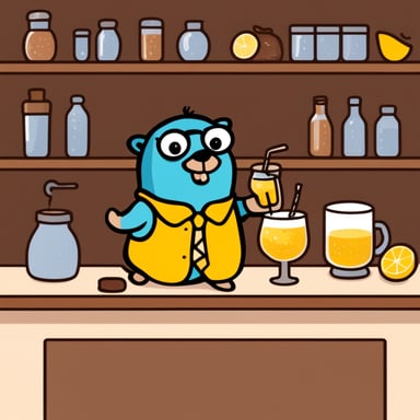 Go Blue Gopher making a cocktail