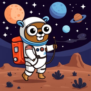 Go Blue Gopher as a cowboy astronaut on Mars.