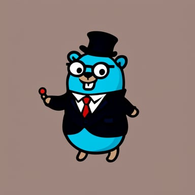 Go blue gopher with glasses and a suit