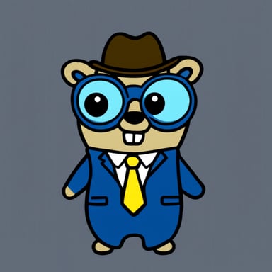 Go blue gopher with glasses and a suit