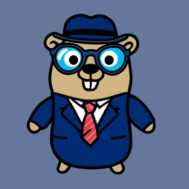 Go blue gopher with glasses and a suit