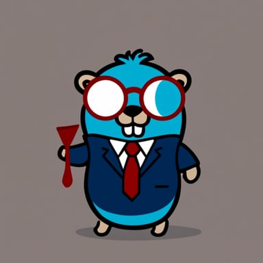 Go blue gopher with glasses and a suit