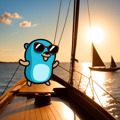Go Blue Gopher on a sailboat.
