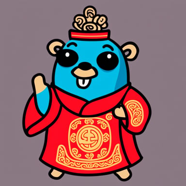 Go Blue Gopher wearing traditional Chinese clothes.