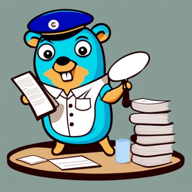 Go blue gopher serving a dish of documents papers.