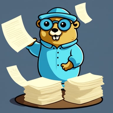 Go Blue Gopher raising a dish on its hands, containing some paper documents.