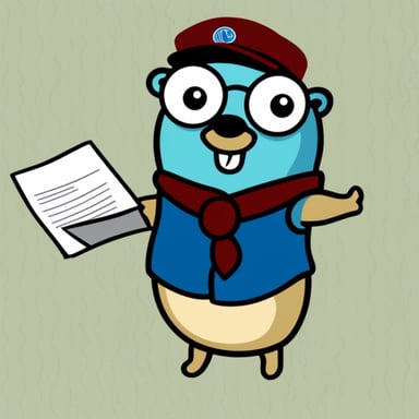 Go Blue Gopher holding some papers and handing over the documents. No background. No hats.