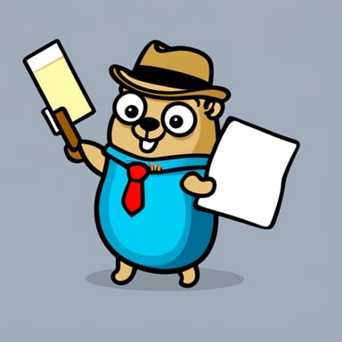 Go Blue Gopher holding some papers and handing over the documents. No background. No hats.