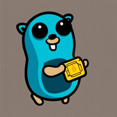Go Blue Gopher holding an embedded chip.