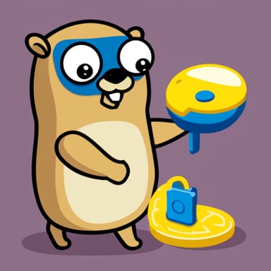 Go Blue Gopher holding an embedded chip.