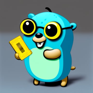 Go Blue Gopher holding an embedded chip.