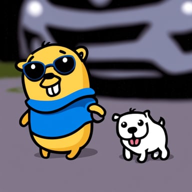 Go Blue Gopher with a dog