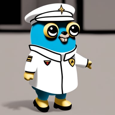 Go Blue Gopher in a Star Trek yellow engineering uniform.