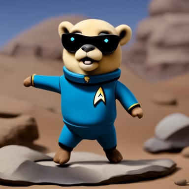 Go Blue Gopher in a Star Trek: The Next Generation engineering uniform.
