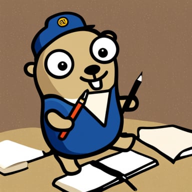 Go Blue Gopher taking notes.