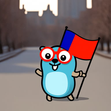 Go blue gopher with a Russian flag.