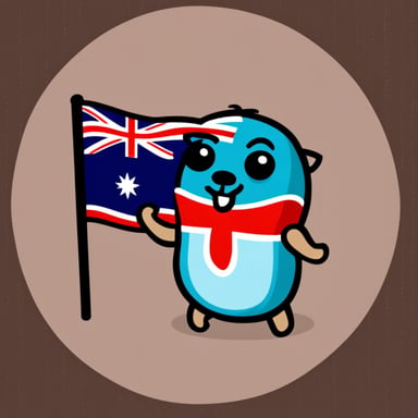 Go Blue Gopher with an Australian flag.