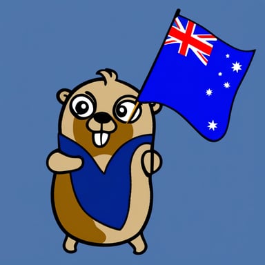 Go Blue Gopher with an Australian flag.