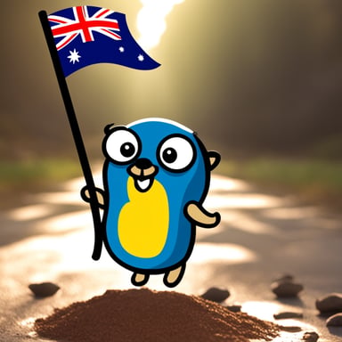 Go Blue Gopher with an Australian flag.