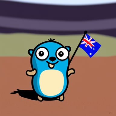 Go Blue Gopher with an Australian flag.