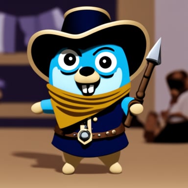 Go blue gopher as a musketeer.