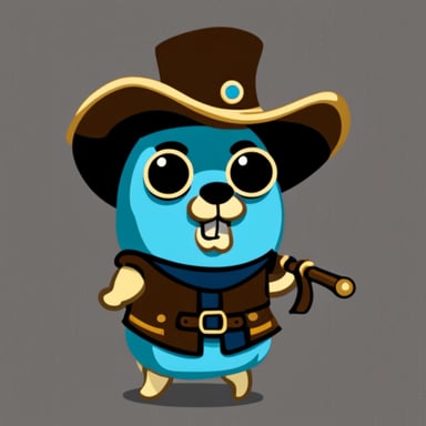 Go blue gopher as a musketeer.