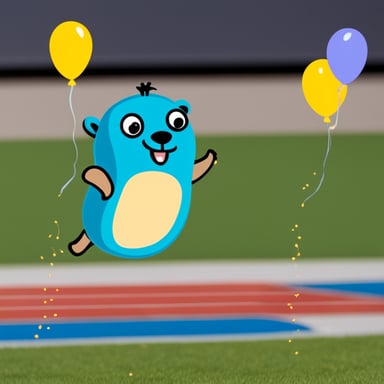 Go Blue Gopher jumping for joy on his birthday.